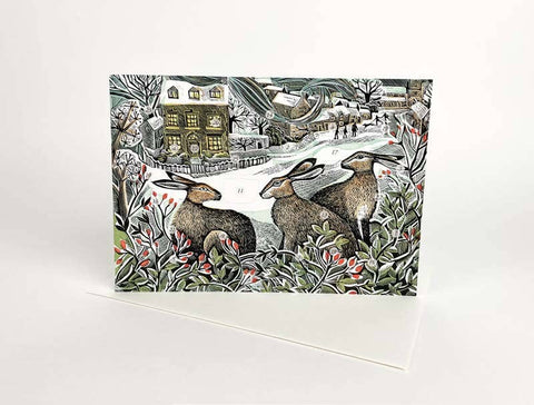 Mini Adventskalender und Weihnachtskarte „Hares“ / Angela Harding