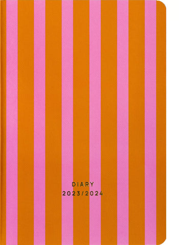 Schulkalender 2024 - 2025 rosa & orange gestreift / Fabrique à la Carte