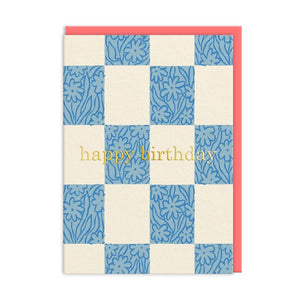 Glückwunschkarte "Checker floral Happy Birthday Card"/ Ohh Deer