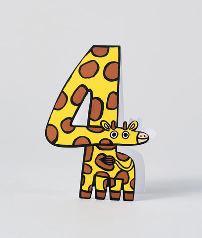 Glückwunschkarte "Giraffe 4th Birthday" / Wrap