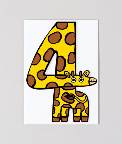 Glückwunschkarte "Giraffe 4th Birthday" / Wrap