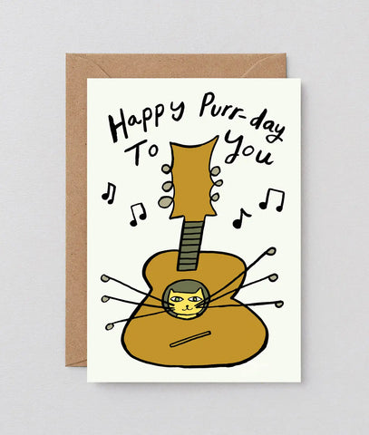 Grußkarte mit Prägung „Happy Purr-Day to You“ / Wrap