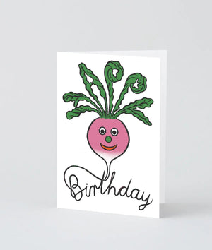 Grußkarte mit Prägung „Happy Birthday Radish“ / Wrap