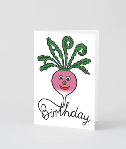 Grußkarte mit Prägung „Happy Birthday Radish“ / Wrap