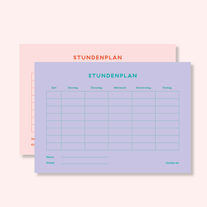 Stundenplan „A5 zweiseitig“ flieder & rosa  / tinyday