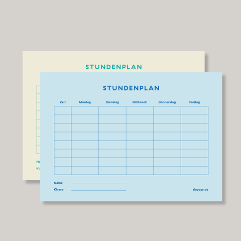 Stundenplan „A5 zweiseitig“ blau & beige  / tinyday