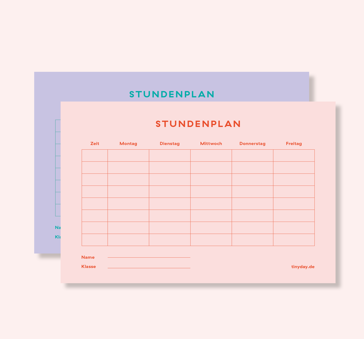 Stundenplan „A5 zweiseitig“ flieder & rosa  / tinyday