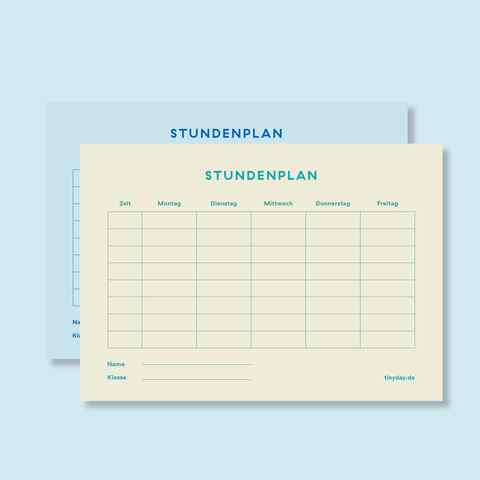 Stundenplan „A5 zweiseitig“ blau & beige  / tinyday