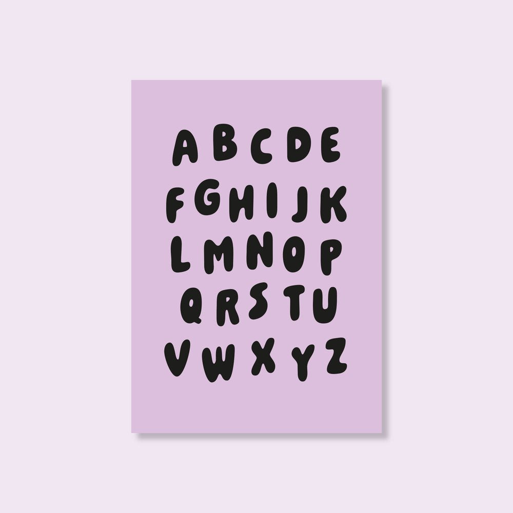 Postkarte "Alphabet" lavendel / tinyday