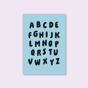 Postkarte "Alphabet" blau / tinyday