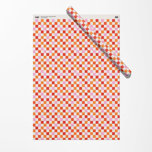 Geschenkpapier "Checkered" rosa / Graphic Factory