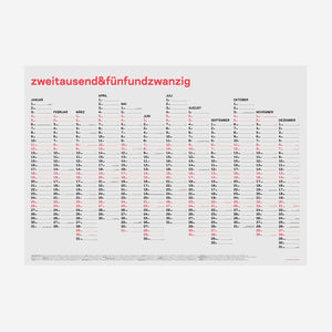 Wandkalender "zweitausend&fünfundzwanzig" 2025  A1+A2 / Rikiki